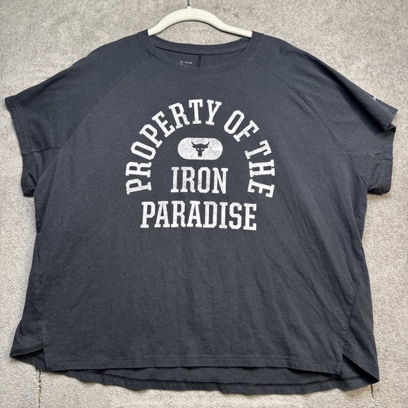 Under Armour Project Rock Iron Paradise T Shirt Men's Black Graphic Tee XL Gym - Picture 1 of 7